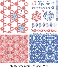 Christmas design elements, border, ornaments, stars, floral patterns, SSTKChristmas