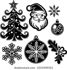 Christmas design elements Clipart Illustration on white background