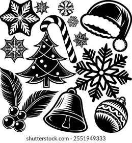 Christmas design elements Clipart Illustration on white background