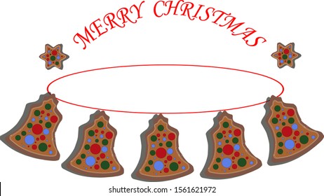 Christmas design elements for custom wreath decoration. Xmas template. Vector eps10 illustration.Christmas gingerbread wreath, with colorful bright candies, New Year pattern, holiday background