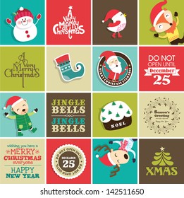 Christmas design elements for greeting card, gift tags and stickers