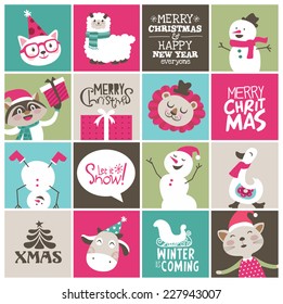 Christmas design elements for greeting card, gift tags and stickers 