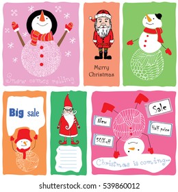 Christmas design elements for greeting card, gift tags and stickers