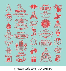 Christmas design elements, logos, badges, labels, icons, decoration and objects.