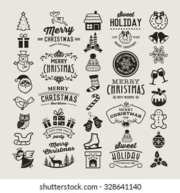 Christmas design elements, logos, badges, labels, icons, decoration and objects.