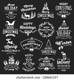  Christmas design elements, logos, badges, labels, icons, decoration and objects set.