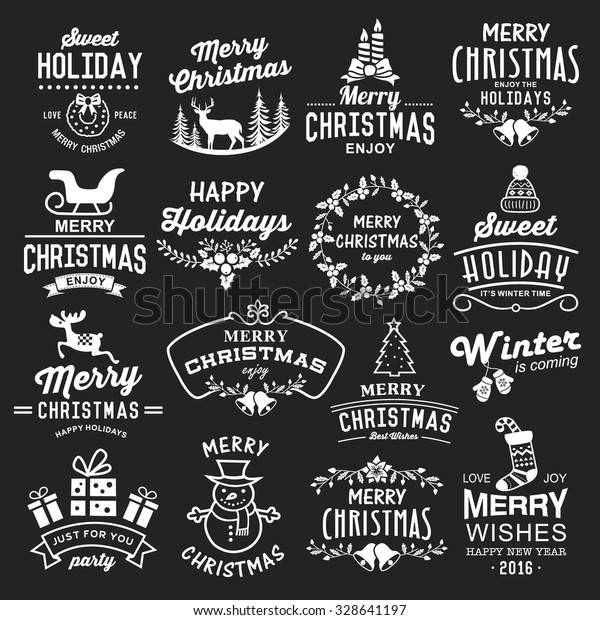 Christmas Design Elements Logos Badges Labels Stock Vector (Royalty ...