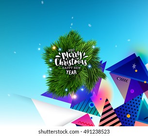 Christmas Design and Elements for Christmas and New Year 2017 Invitations, Placards, Flyers, Posters and Banners - Vector Illustration