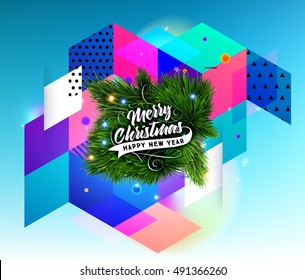 Christmas Design and Elements for Christmas and New Year 2017 Invitations, Placards, Flyers, Posters and Banners - Vector Illustration