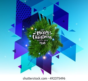 Christmas Design and Elements for Christmas and New Year 2017 Invitations, Placards, Flyers, Posters and Banners - Vector Illustration