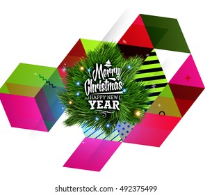 Christmas Design and Elements for Christmas and New Year 2017 Invitations, Placards, Flyers, Posters and Banners - Vector Illustration