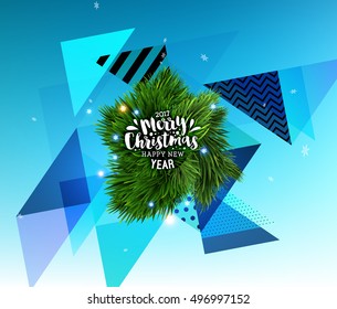 Christmas Design and Elements for Christmas and New Year 2017 Invitations, Placards, Flyers, Posters and Banners - Vector Illustration