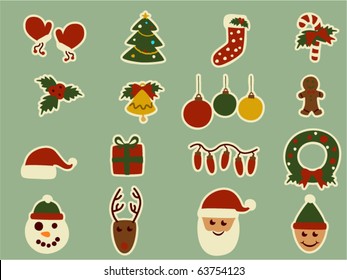 Christmas design elements with retro colors.To see the other vector Christmas illustrations , please check Christmas collection.