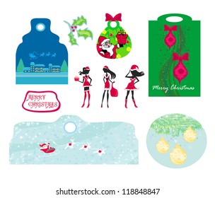 Christmas design elements with Santa Claus - set