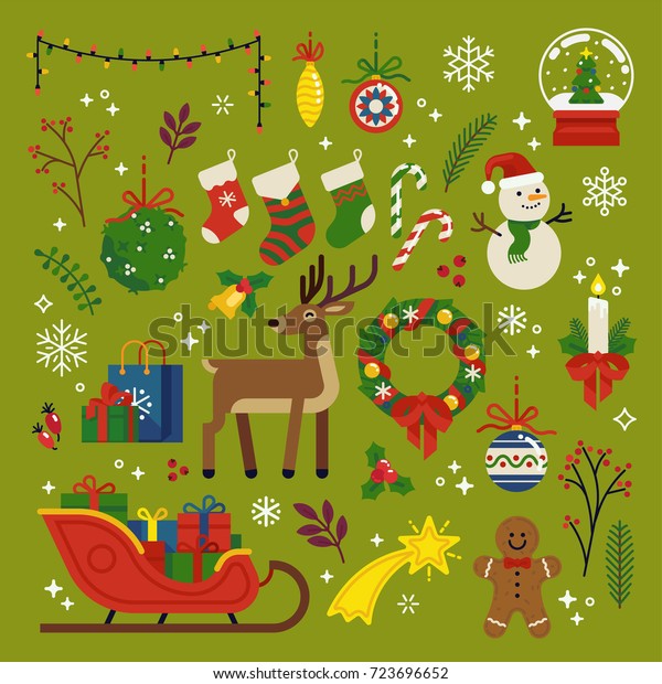 Christmas Design Elements Vector Quality Flat Stock Vector