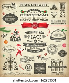 Christmas design elements in vintage style