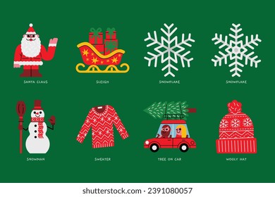 Christmas design elements for website, application, printing, document, poster, sticker design, etc.
