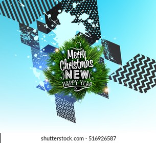 Christmas Design and Elements for Xmas and New Year 2017 Invitations, Placards, Flyers, Posters and Banners - Vector Illustration