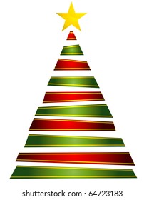 Christmas Design Featuring Strips of Ribbons Shaped Like a Christmas Tree