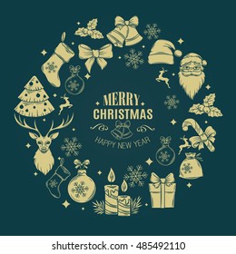 Christmas design frame decoration. Vector christmas decorative icons.