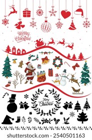 Christmas Design full package all elements vector illustration silhouette and typography