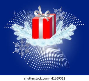 Christmas design with gift box. Vector illustration.