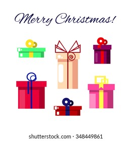 Christmas design for greeting card. Christmas presents isolated on white background. Happy New Year design. Christmas presents - stock vector.