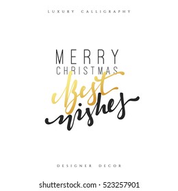 Christmas design handmade calligraphy lettering. Inscription Merry Christmas best wishes. vector illustration