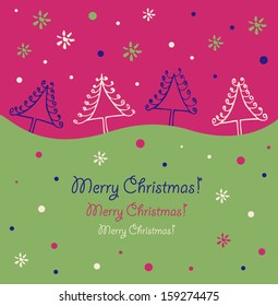 Christmas design. Holiday border. Christmas trees. Xmas card with decorative spruces. Artistic banner