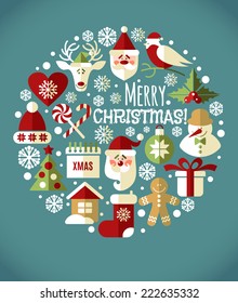 Christmas design icons set. Vector background.