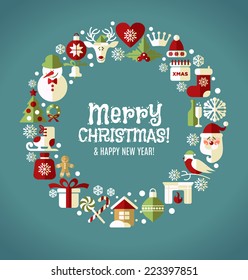 Christmas design icons set. Vector background.