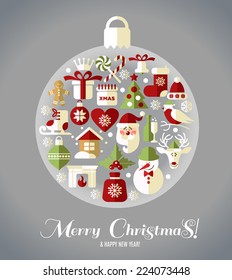 Christmas design icons set. Vector background.