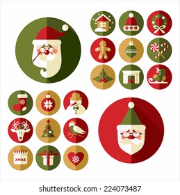 Christmas design icons set. Vector background.