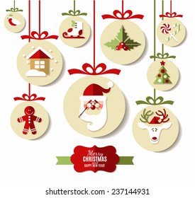 Christmas design icons set. Vector background.