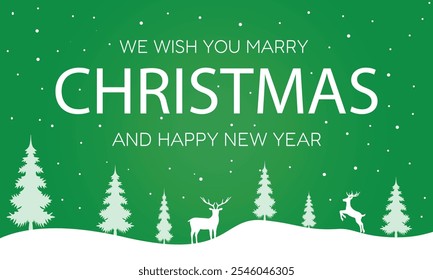 Christmas design isolated on a green background. Christmas card with holidays decoration. Marry Christmas