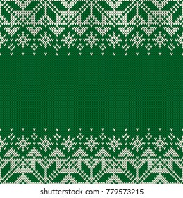 Christmas Design Knitted Background with a Place for Text. Wool Knit Sweater Texture Imitation