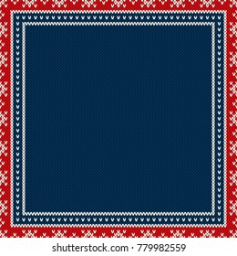 Christmas Design Knitted Background with a Place for Text. Wool Knit Sweater Texture Imitation