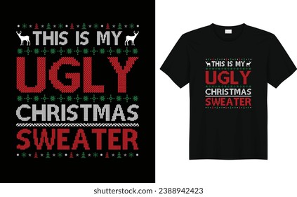 Christmas design. Christmas merchandise designs.Ugly Christmas sweater designs - vector Graphic