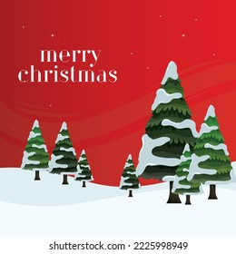 Christmas Design with merry Christmas text on red background.
