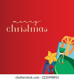 Christmas Design with merry Christmas text on red background.