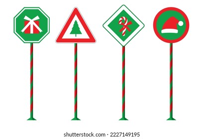 christmas design on traffic signs, Funny signs