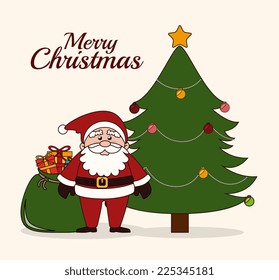 Christmas design over beige background, vector illustration