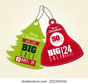 Christmas design over beige background, vector illustration