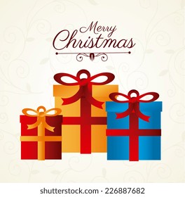 Christmas design over beige background, vector illustration