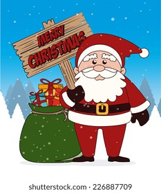 Christmas design over blue background, vector illustration