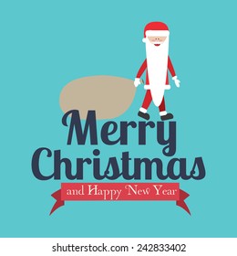 Christmas design over blue background, vector illustration.