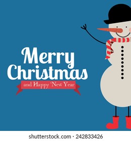 Christmas design over blue background, vector illustration.
