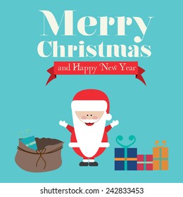 Christmas design over blue background, vector illustration.