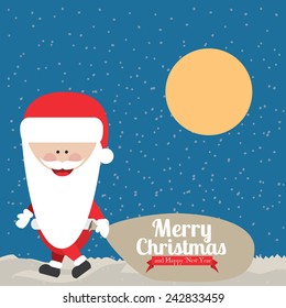 Christmas design over blue background, vector illustration.