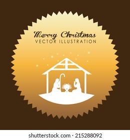 christmas design over  brown  background vector illustration